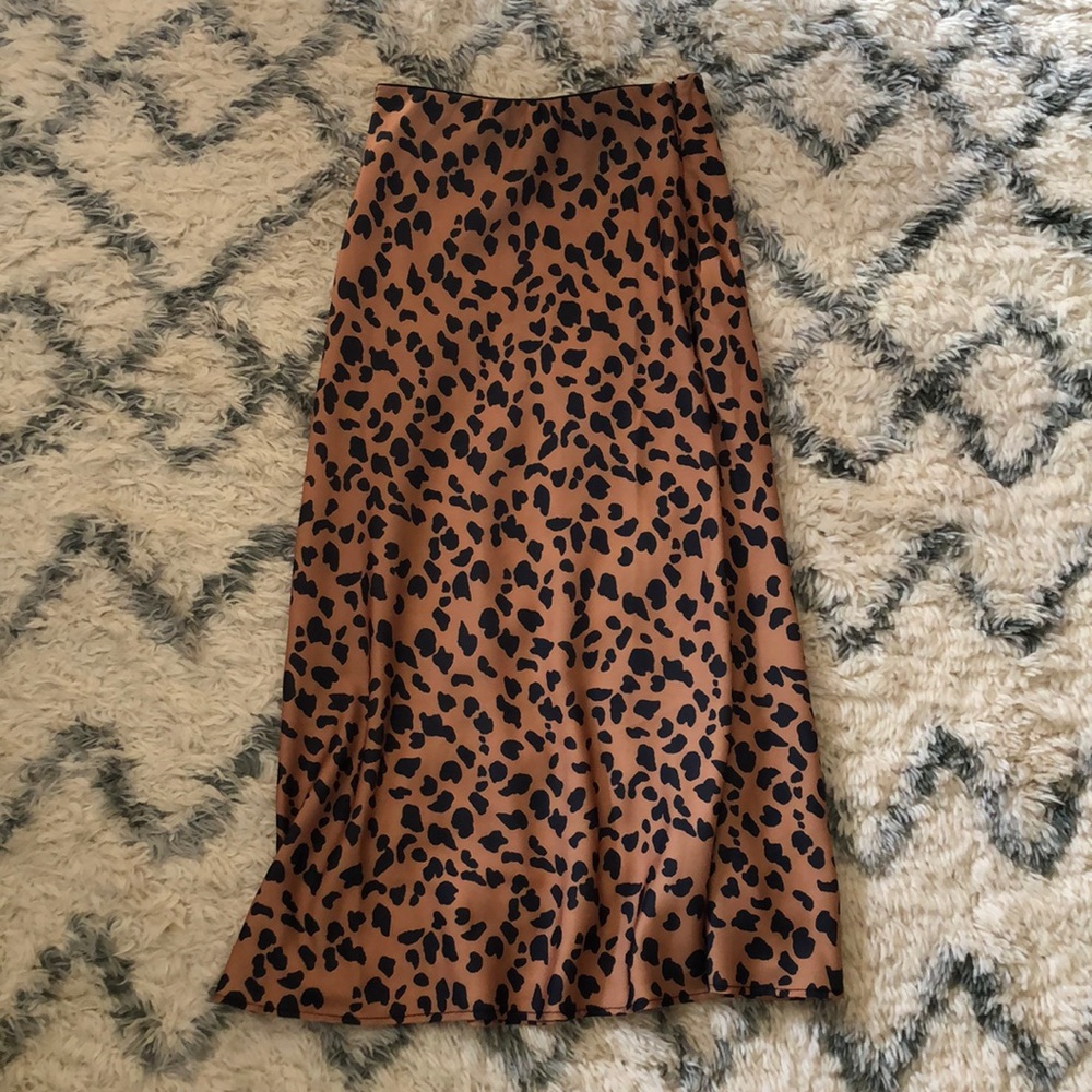 Leopard Midi Slip Skirt